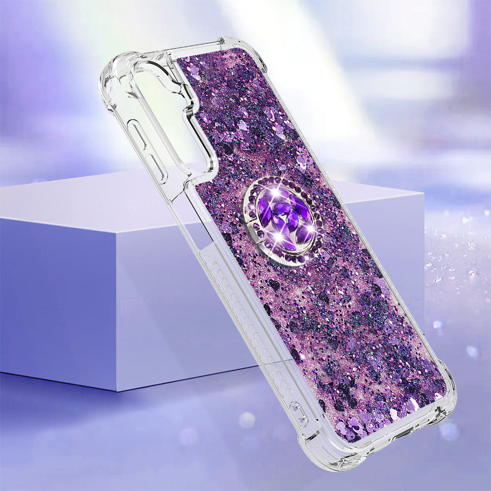 YB Quicksand Series-7 for Samsung Galaxy A24 4G Ring Kickstand Phone Case Flowing Liquid TPU Cover YB Quicksand Series-7 for Samsung Galaxy A24 4G Ring Kickstand Phone Case Flowing Liquid TPU Cover